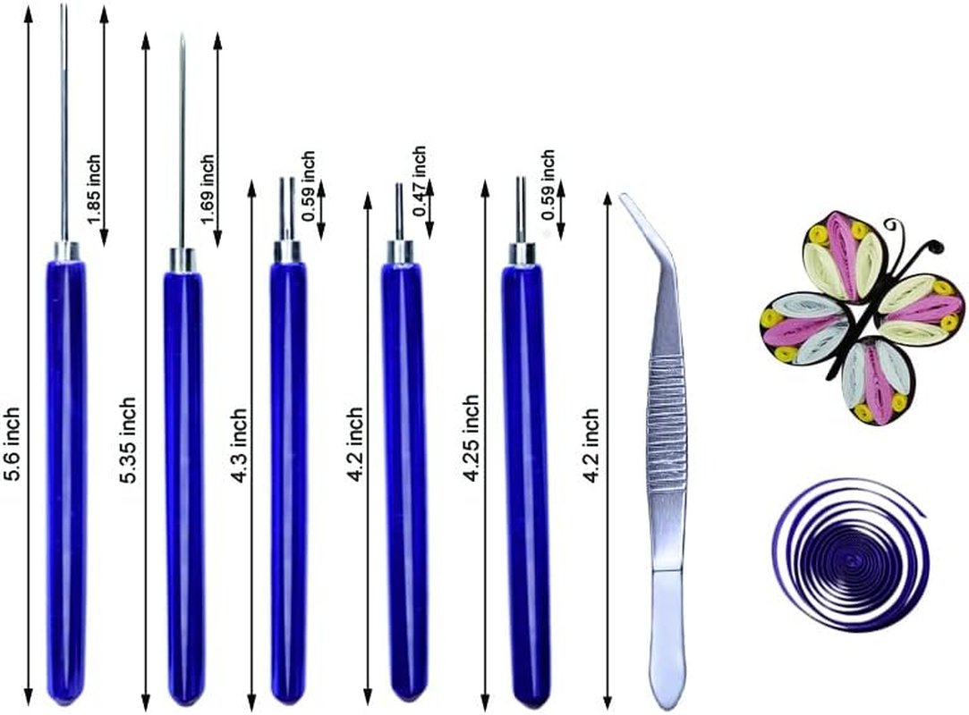 XIWUMOER 8 Pieces Paper Quilling Tools Slotted Kit,Quilling Knitting Board with Pins Storage Box,Assorted Sizes Rolling Curling Quilling Needle Pen Coach,Art Craft DIY Paper Cardmaking Tools (Blue)