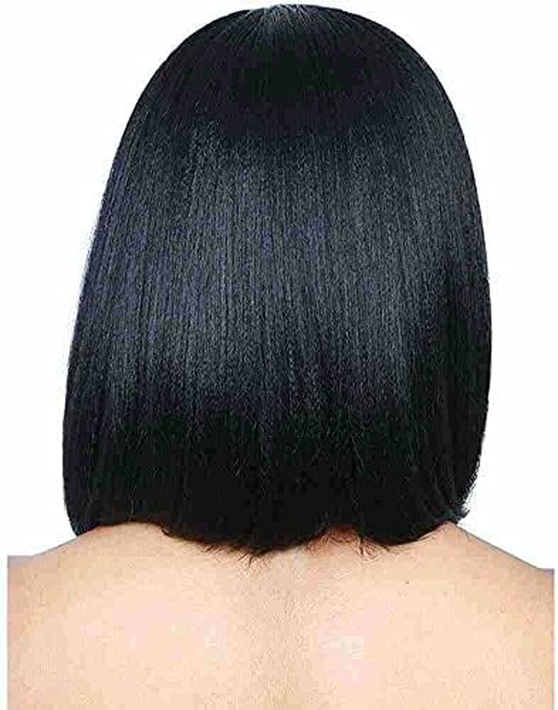 Short Straight Middle Part Hair Wig Medium Length Synthetic Heat Resistant Wigs for Women with Wig Cap (Black, One Size) image number 1