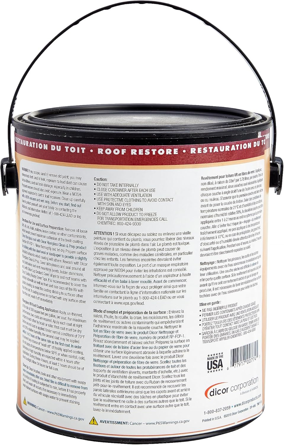 Dicor RP-FRC-1 Fiberglass RV Roof Coating System - White, 1 Gallon image number 2