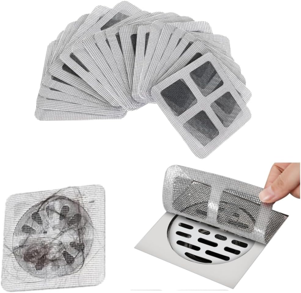 100 Pcs Shower Drain Hair Catcher Stickers,Square Bath Tub Drain Strainer,For Bathtub Drain Cover for Kitchen Bathroom,Screen Window