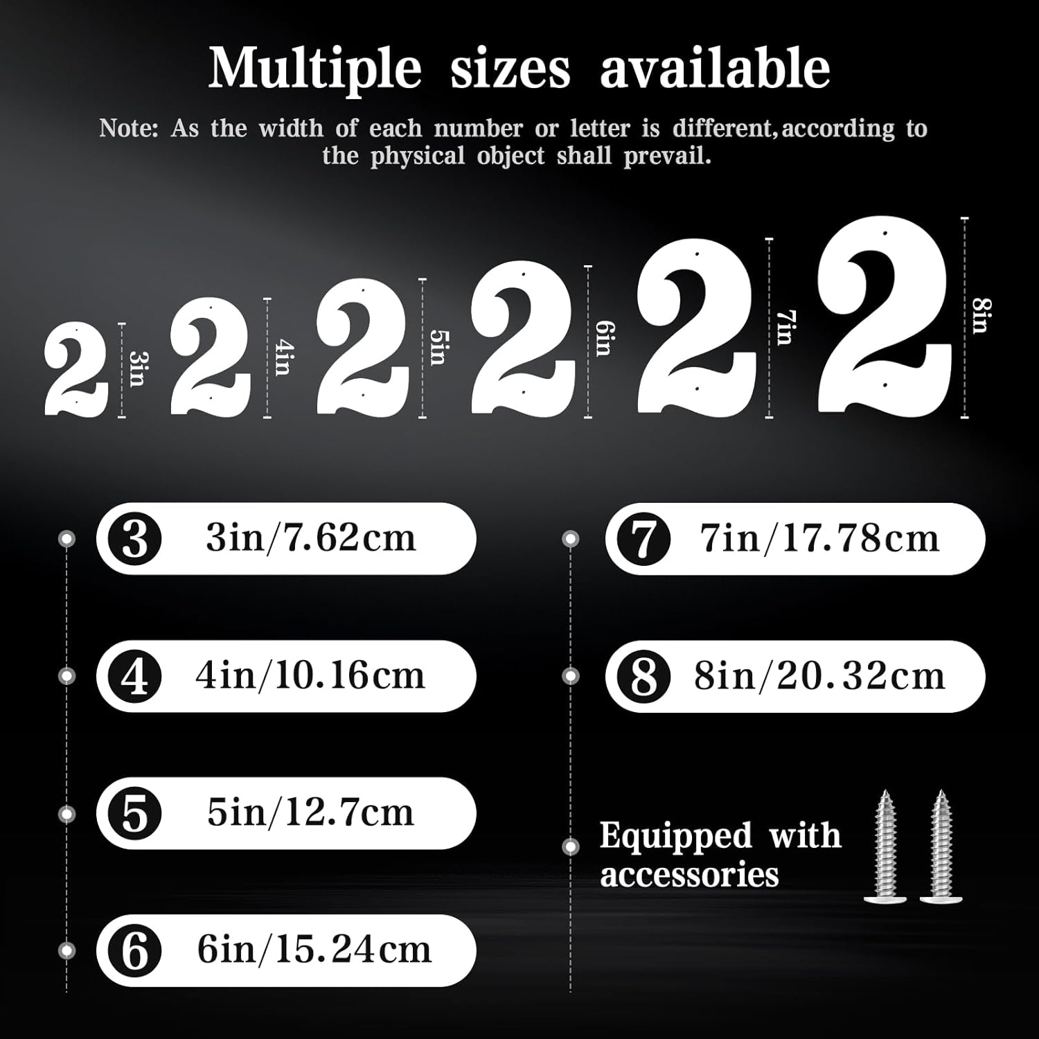 3 Inch Crisp White Rustproof House Numbers Letters,Heavy-Duty Metal Address Numbers for House,Weatherproof 0-9 Numbers & A-Z Outdoor Metal Letters Full Set for Door,Gate,Mailbox(6) image number 3