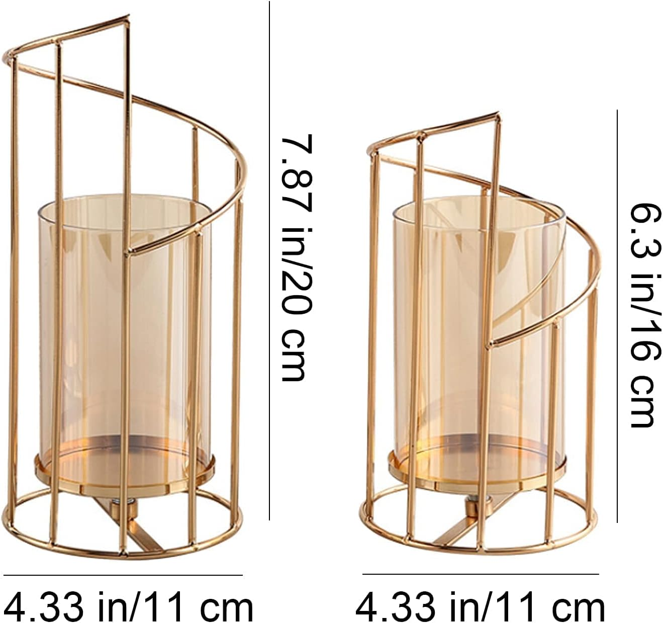 Mrmrkura Metal Wire Candle Holder Set of 2, Glass Pillar Candle Holders Gold Decorative Tea Light Candleholders for Home Decor Table Decorations Centerpiece (Spiral)