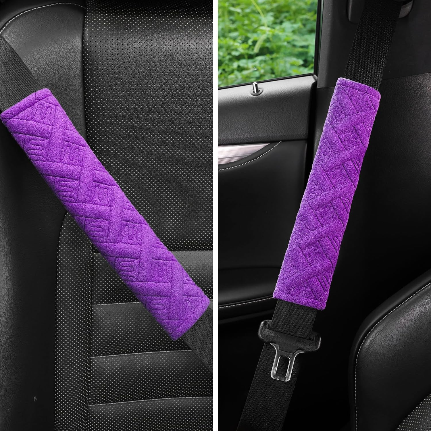 2-Pack Universal Car Seat Belt Pads Cover for a More Comfortable Driving, Seat Belt Shoulder Strap Covers Harness Pad for Car Interior Accessories (Purple, One Size) image number 5
