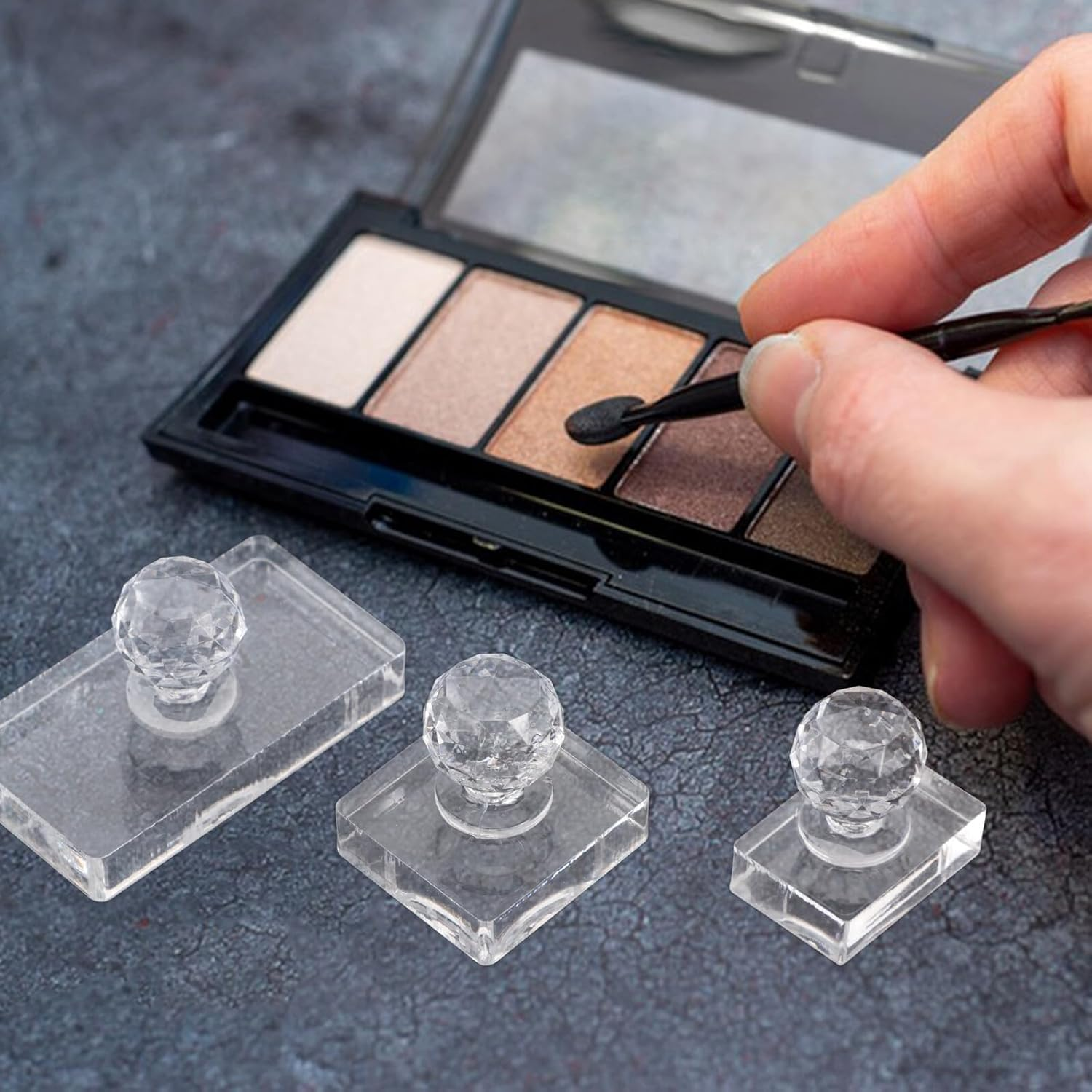 MALUGOGO 3Pcs Eyeshadow Pressing Mold Portable Makeup Stamper for Blush Highlighter Compact Powder Pressing Tool Smooth Even Finish for Easy Application image number 5