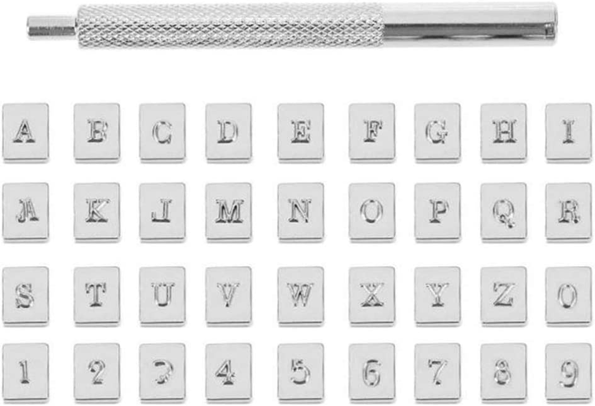 36Pcs/Set Steel Alphabet Number Stamp Punch Set for Leather Stamps Punch Tools image number 5