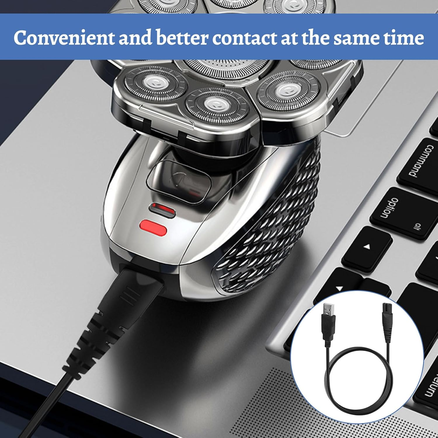 Ruinous 1.2M Black USB Charging Cable for Skull Shaver, Trimmer, Compatible with Philips Trimmer Charger, Palm, Pitbull Gold PRO