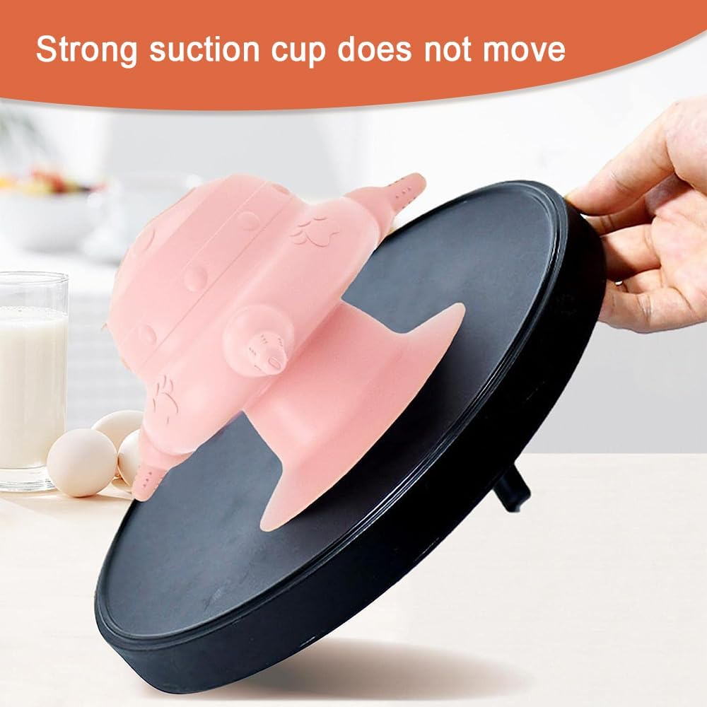 Silicone Milk Bowl with Removable Lid, Powerful Sucker Dog Milk Feeder, 235Ml Pet Feeder Station, 14.2 * 9.1Cm, Pink image number 5