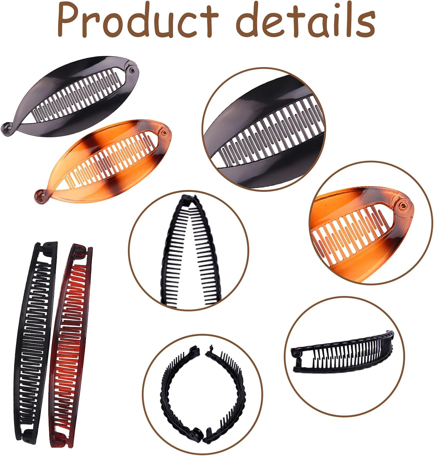 AYNKH 4 Pieces Banana Hair Clips, Women Clips Long Hair Ponytail Plaiter Set for Fine and Thick Hair for Girls image number 1