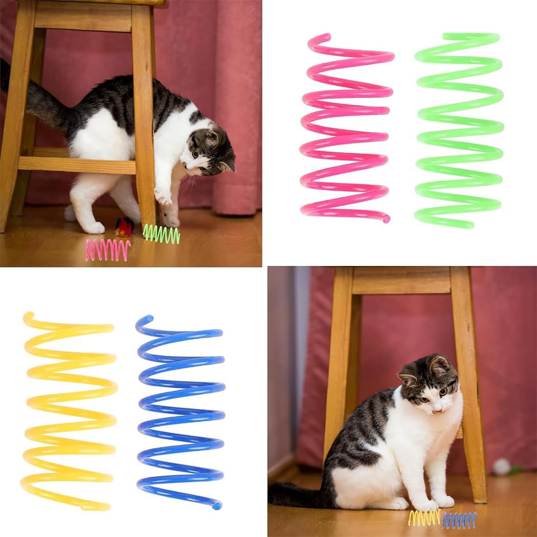 Idopick 40 Pack Cat Spring Toys, 2Inch Creative Toy Plastic Colorful Kitten Spiral Spring Durable Cat Plastic Coil Indoor Interactive Toy for Swatting, Biting, Hunting Chasing Bitingt Toys image number 2