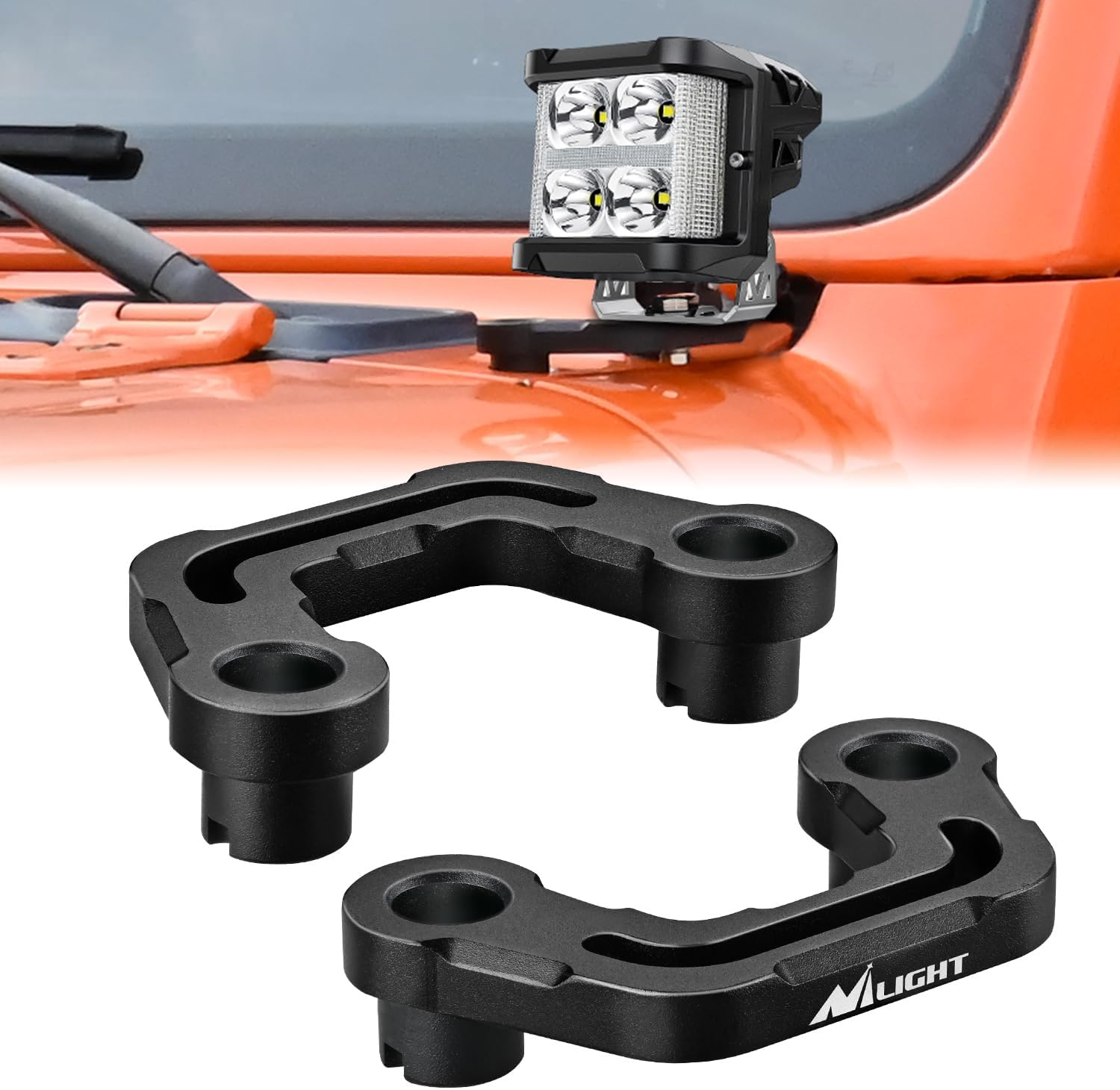 Nilight Light Mounting Bracket Hood Cowl Mount Brackets for Front A-Pillar Auxiliary Offroad LED Pod Light Work Lights on 2018-2023 Jeep Wrangler JL/JLU 2020-2023 Gladiator JT