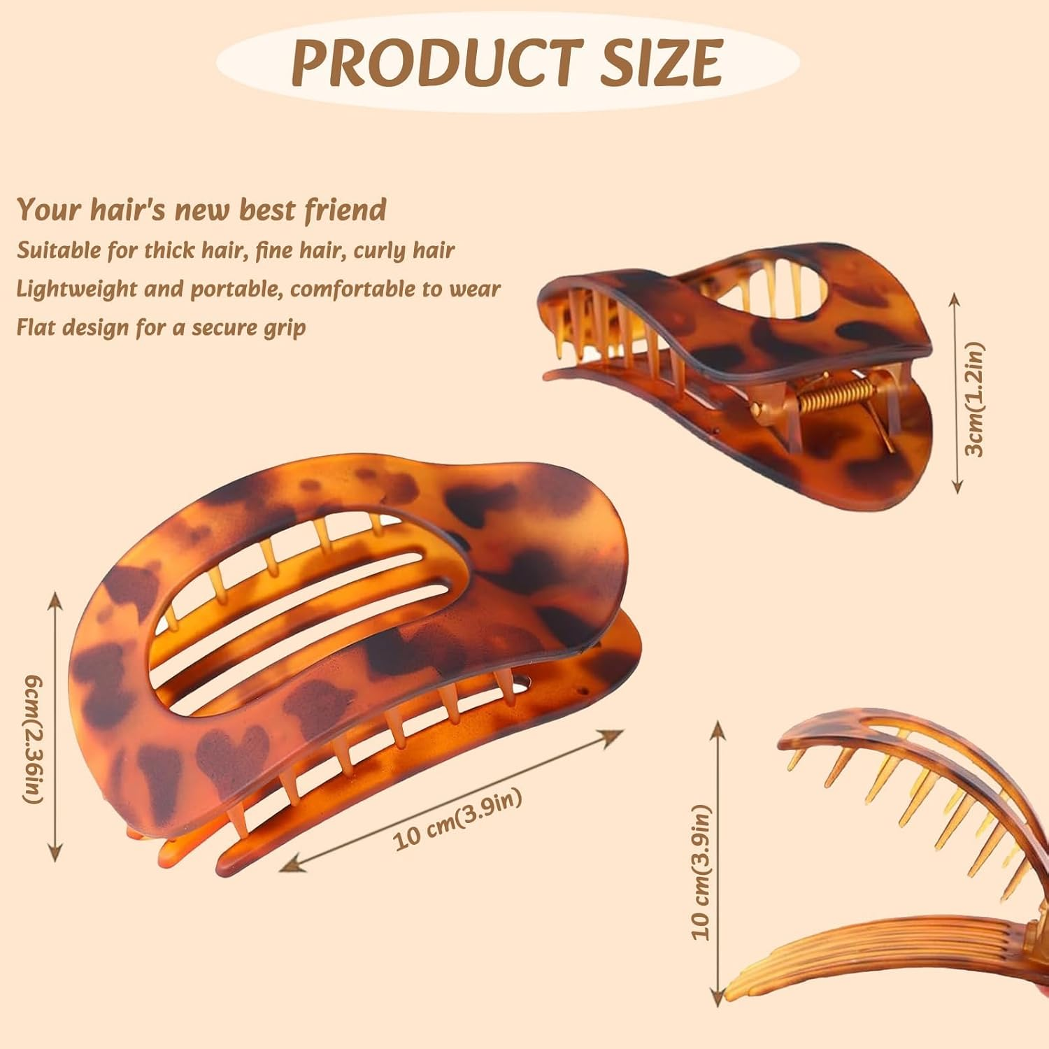 Moerstar Pack of 6 Women'S Hair Clips, Large Simple Elegant Non-Slip Flat Claw Clip Strong Hold Hair Clips for Thick Thin Fine Hair Women Girls (Style 1) image number 4