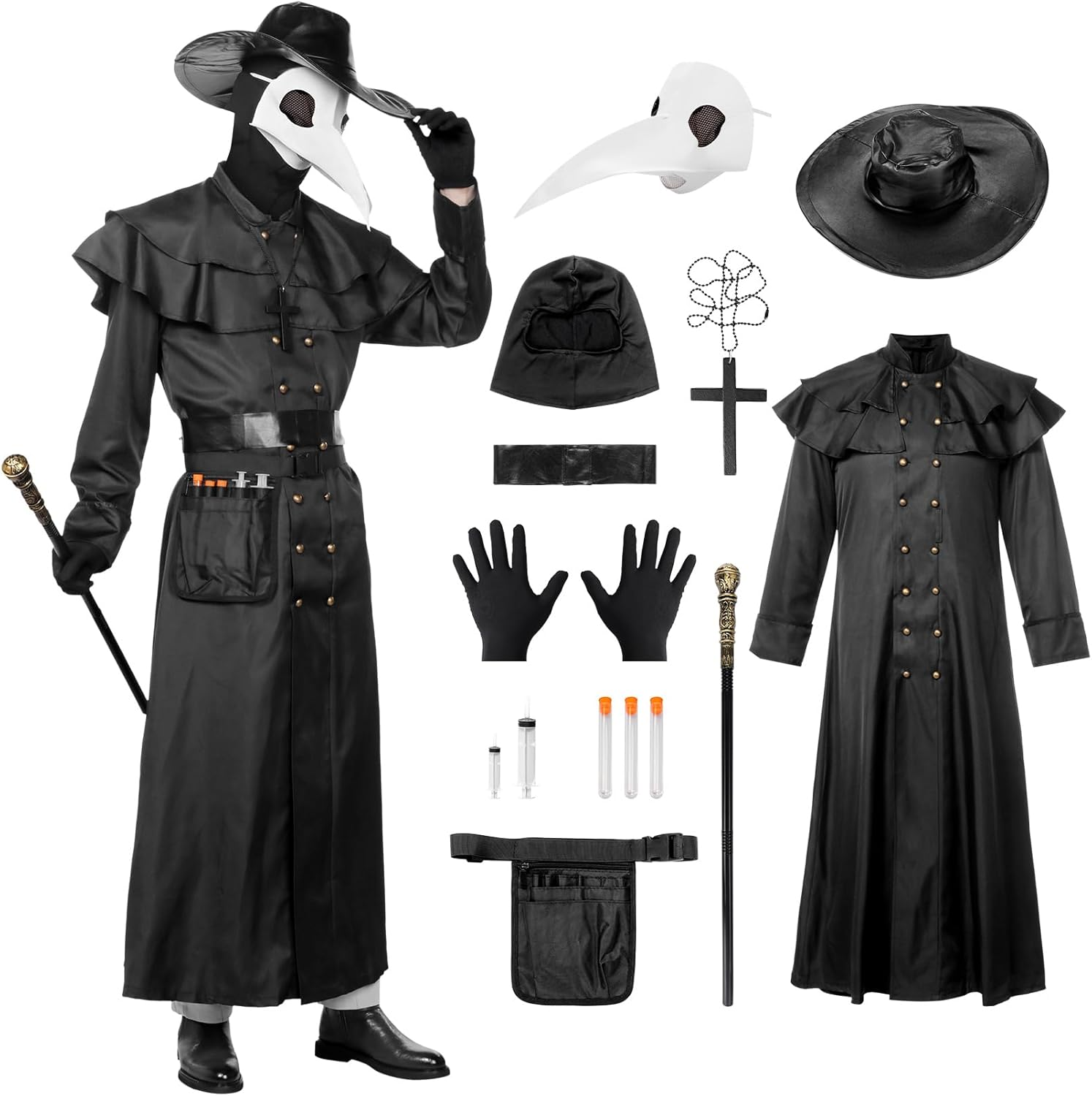 Plague Doctor Costume Set,Plague Doctor Costume Men'S Outfit,Medieval Plague Doctor Outfit,Carnival Halloween Costume for Adults image number 5