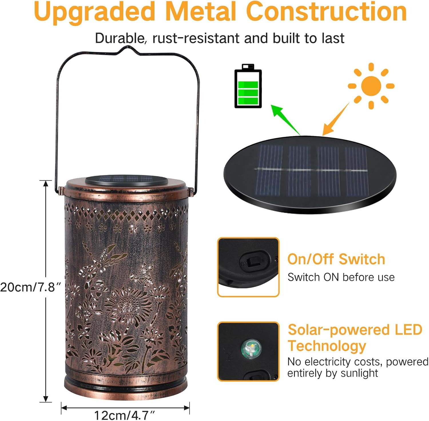 OUTONLIFE Dragonfly Solar Lanterns Outdoor Waterproof, Metal Hanging Solar Lights for outside Garden, Yard, Patio, Backyard, Porch Decor, Birthday Gifts for Women Mom Grandma image number 1