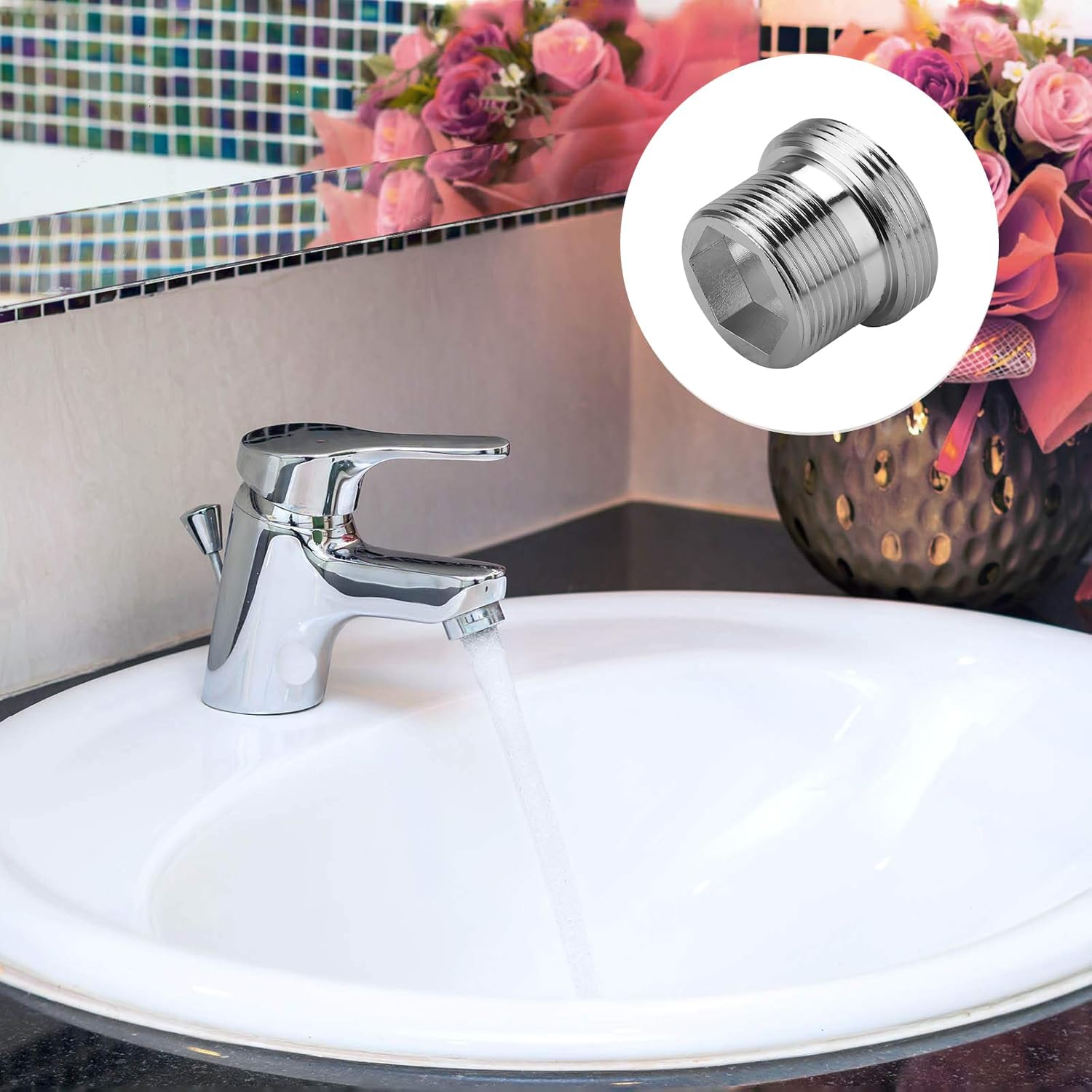 Sinirttou Pack of 3 Tap Adapters, M24 to M22 Male Thread Tap Double Thread Adapter Male Thread with Rubber Seal for Water Filter, Kitchen Sink Aerator Adapter