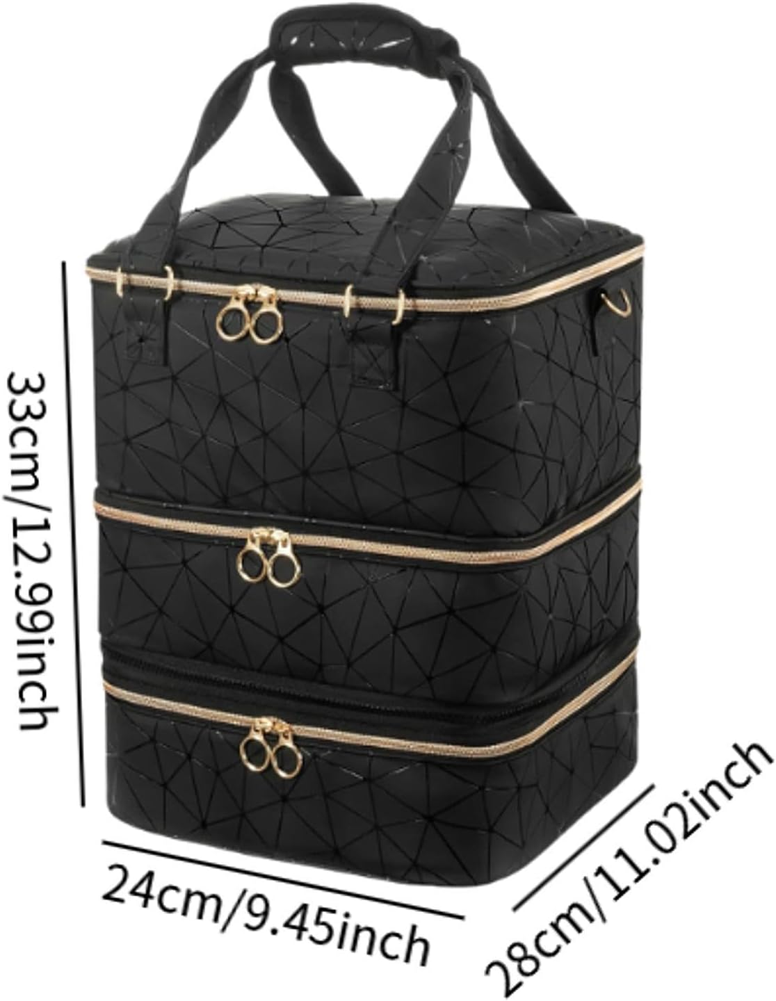 Perfk Nail Polish Organizer Detachable PU Leather Travel Nail Supplies Bag Three Layers Holds 84 Bottles for Nail Polish Nail Lamp image number 3