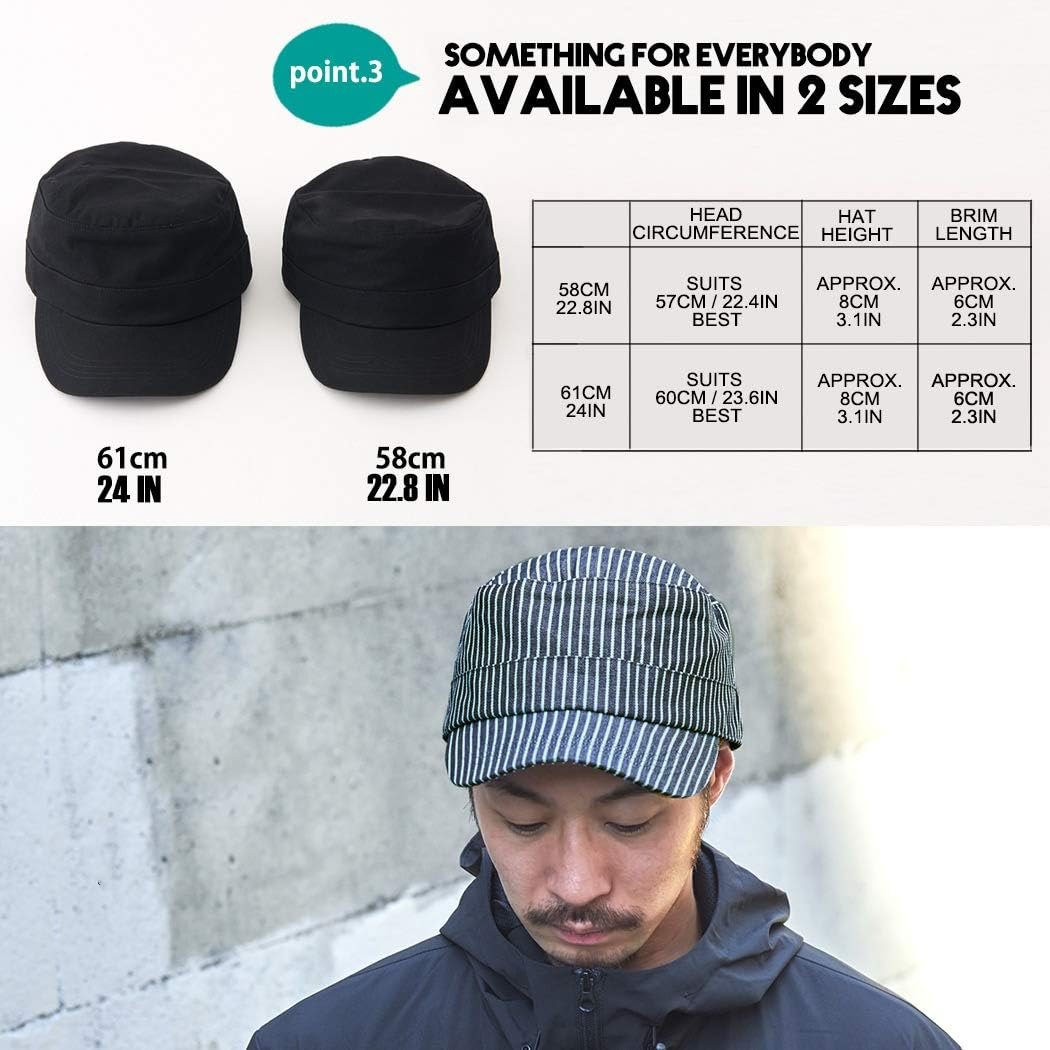 CHARM Cadet Military Army Cap - Mens Summer Cotton Painters Hat image number 4