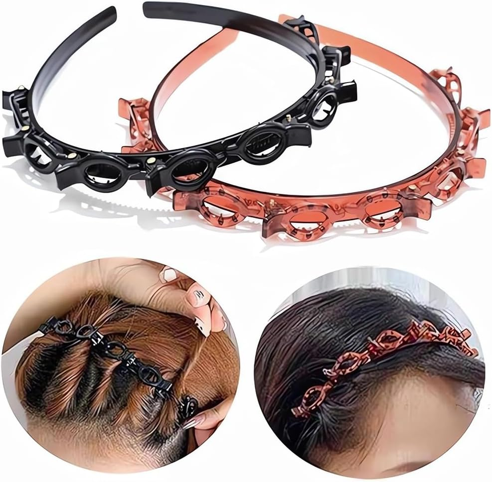 Hair Band with Clips, 2 Hair Bands with Clips, Twist Braid Hair Band, Hair Holder image number 3