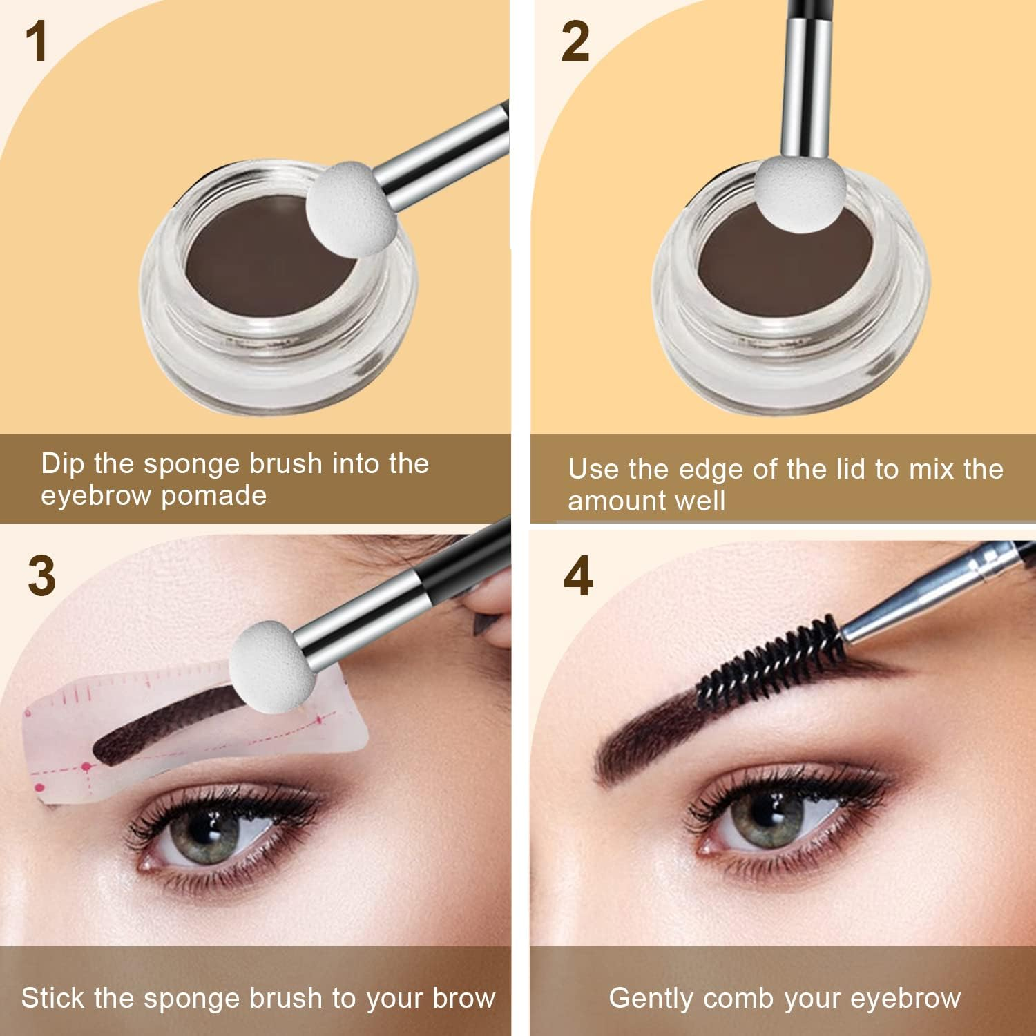 6 Pcs Foundation Sponge Powder Brush Makeup Puff Sponge with Handle Mushroom Makeup Sponges Concealer Sponge Makeup Brush Eye Makeup Applicator Eyeshadow Brushes for Women Girls (Black) image number 1