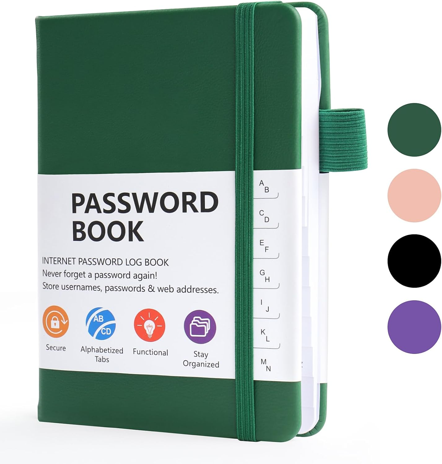 A6 Password Book Alphabetical with Tabs, Password Book for Seniors, Password Keeper Book for Computer and Website Login(Rose Gold)