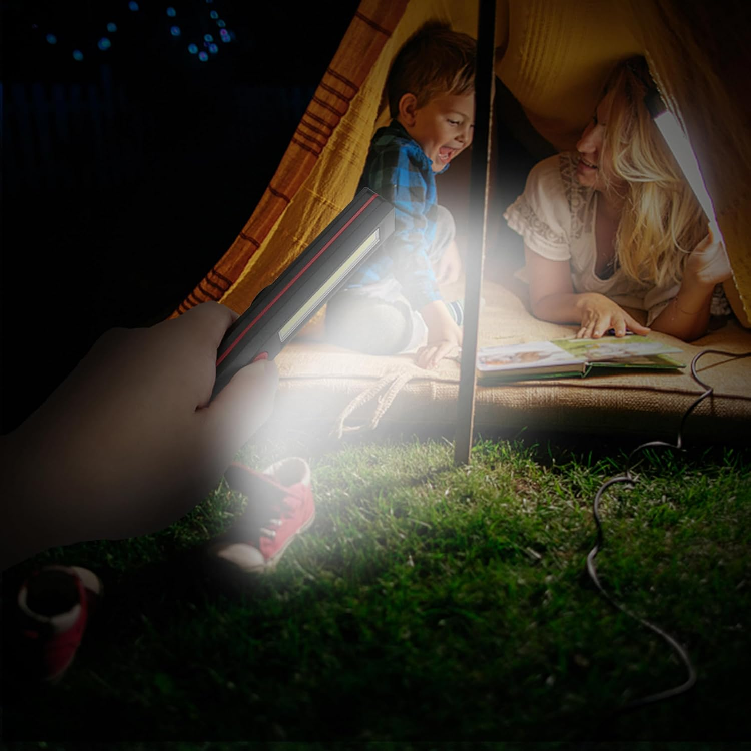 3Pcs Magnetic Inspection Lamp,4 Modes LED Battery Powered Work Light,Portable COB Torch Flashlight for Mechanic,Emergency,Car Repair,Trouble Lamp,Camping(Battery NOT Included) image number 4