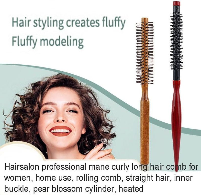 2Pcs Roller Hair Combs,Round Hair Styling Brush Curling Hair Brush for Women and Menfor Thin Hair,Bangs,Beard,Lifting,Curlingsmall round Brush for Blow Drying and Curling image number 4