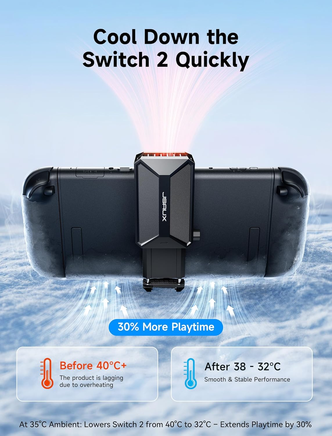 JSAUX Cooling Fan for Switch 2, Cool down Accessories for Switch 2 (Stepless Adjustable Fan Speed), Cools to Enhance Performance & Extend Handheld Console Battery Life-Gp0201A image number 3
