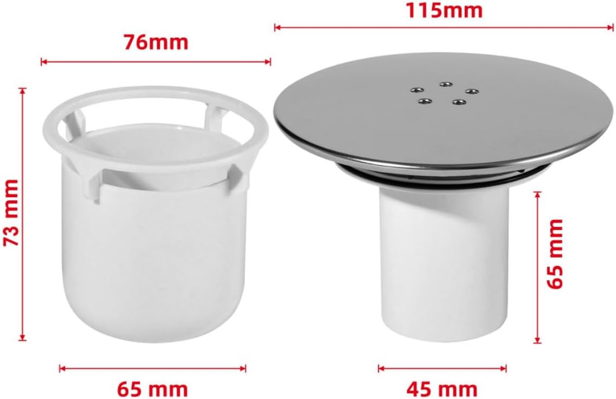Shower Drain Cover 90Mm/115Mm Drain Cover Shower for Viega Tempople Waste Chrome Finish Shower Drain Lid with Odor Stop Bucket, with Hair Catcher for Shower Drain image number 6