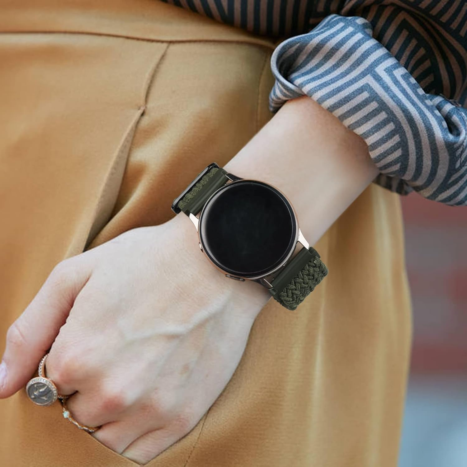 Elastic Solo Loop Bands Quick Release 20Mm 22Mm for Men Women, Soft Adjustable Stretchy Braided Sport Replacement Straps for Smart Watch Sport Watch image number 3