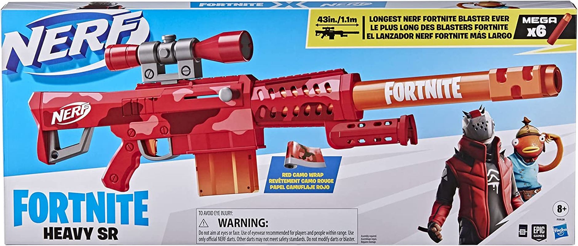 NERF  - Heavy SR Blaster - 43" (1.1M) Long - 6 Mega Darts - Bolt-Action - Removeable Scope - Inspired by Video Game - Outdoor Games and Toys for Kids - Boys and Girls - F0928 - Ages 8+ image number 4