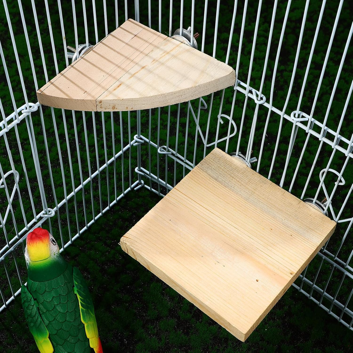 GANAZONO 2 Pcs Wooden Bird Perch Platforms for Parakeets and Small Birds Flat Natural Wood Stands with Screw Mounts Non-Toxic Cage Accessories for Cockatiels Conures Finches Slip-Resistant image number 5