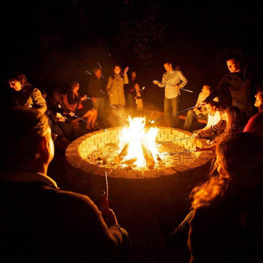 Marshmallow Roasting Sticks with Wooden Handle Extendable Forks Set of 8Pcs 32Inch Telescoping Marshmallow Skewers Campfire Stove BBQ Tools image number 5