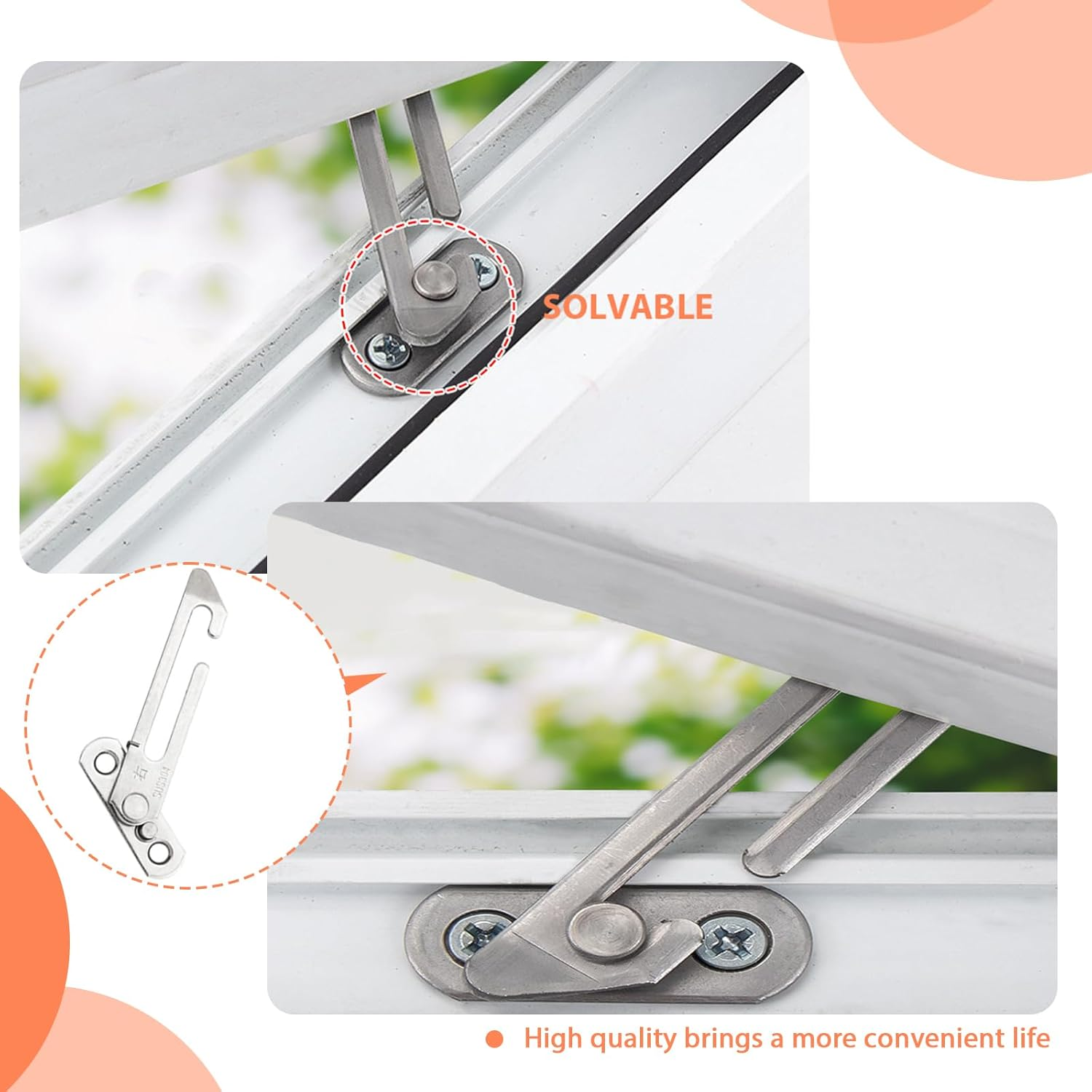 KOVOSCH 4 Pairs Window Restrictors Locks,Window Restrictors for Upvc Windows,Stainless Steel 304 Security Lock Child Lock,Restrictor Catch Safety Catch with Screws image number 1