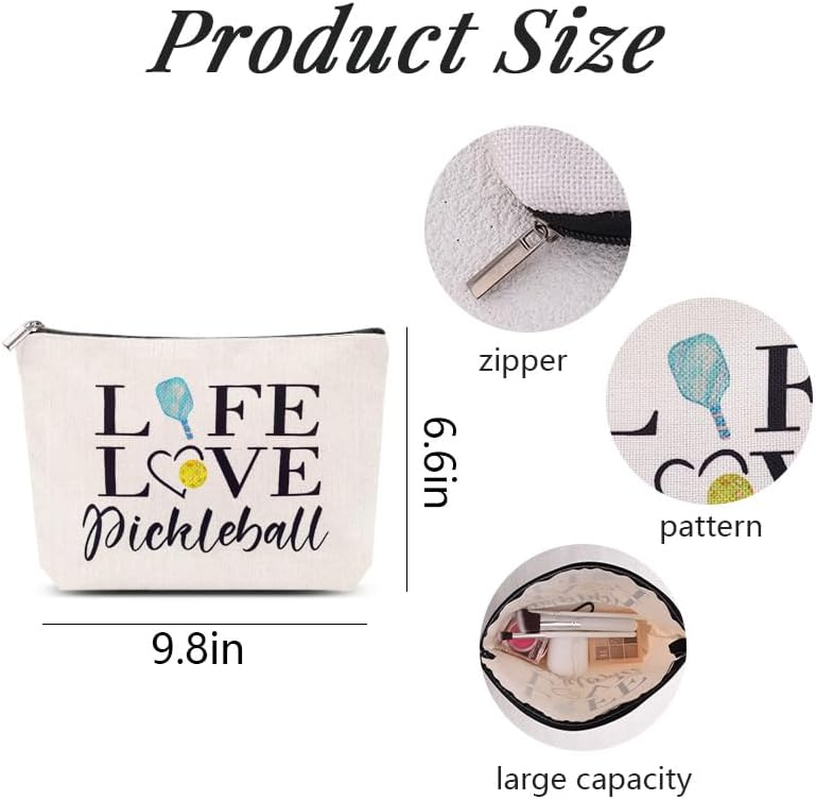Pickleball Gifts for Women Her Pink Peace Lover Pickleball Lover Cosmetic Bag Gifts for Team Birthday Christmas Zipper Pickle-Balls Cosmetic Toiletry Pouch Purse Travel Pickle-Balls Stuff image number 5