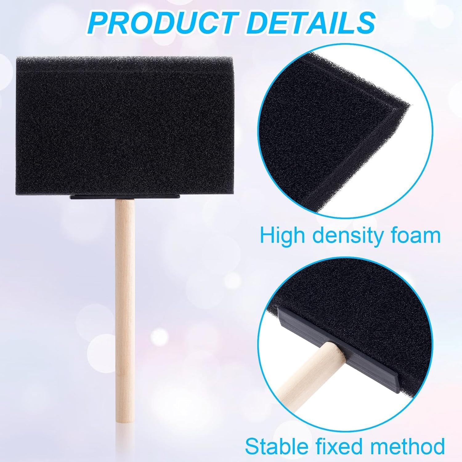 Wood Handle Sponge Paint Brushes,8Pcs Foam Sponge Wood Handle Paint Brushes,Foam Paint Brushes Black Sponge Brushes Wood Handle Foam Brushes,Wood Handle Sponge Paint Brushes Foam Brushes for Painting image number 5