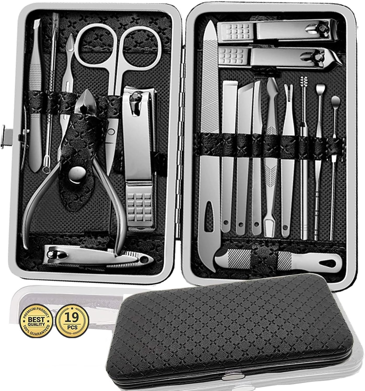 Sieeck Manicure Set,Pedicure Kit Nail Kit-19 in 1,Stainless Steel Manicure Kit,Professional Grooming Kits with Luxurious PU Leather Case for Women Men Friends Parents image number 2
