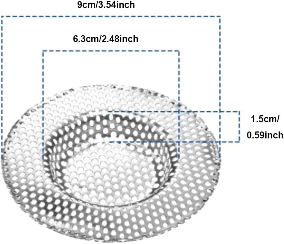 2 / 6Pcs Sink Strainer, 7Cm / 9Cm / 11Cm Stainless Steel Full Hole Sink Strainer for British Kitchen Sink, Hair Catcher for Bathtub / Shower image number 2