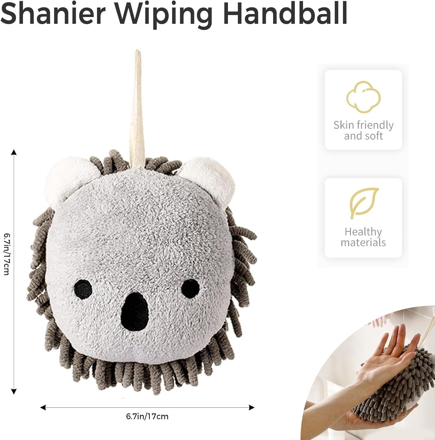 Microfiber Hanging Hand Towel &ndash; Super Absorbent, Quick-Drying, Soft & Plush with Convenient Loop for Bathroom & Kitchen Use (Grey) image number 1