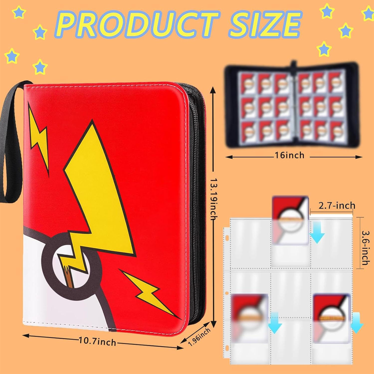 9 Pocket Card Binder, Trading Card Collector with 50 Removable Sleeves,900 Cards Pocket Portable Card Collector Album Holder Book image number 4