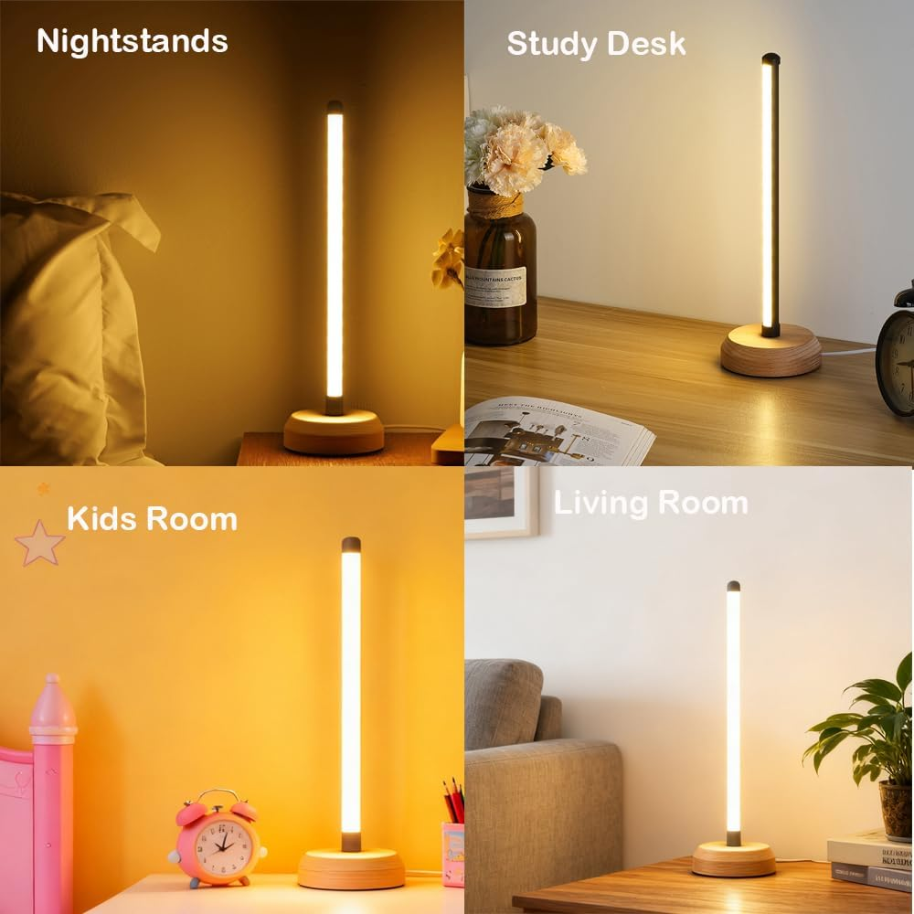 ANLAIBO LED Wood Table Lamp,Desk Lamp,3-Color Temperature Bedside Lamp,Bedroom Bedside Night Lights, Dimmable Led Lighting, Small Table Lamps for Living Room Officecreative Home Decor, Warmging Gift
