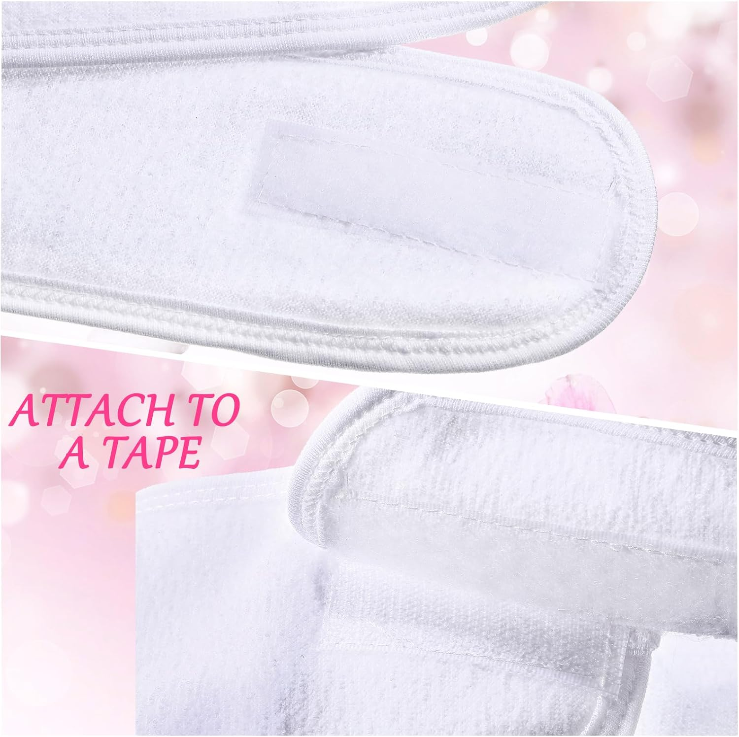 Hoteam 30 Pack Spa Headband Facial Esthetician Hair Wrap for Women Adjustable Makeup Sports Shower Stretch Towel with Tape(White) image number 3