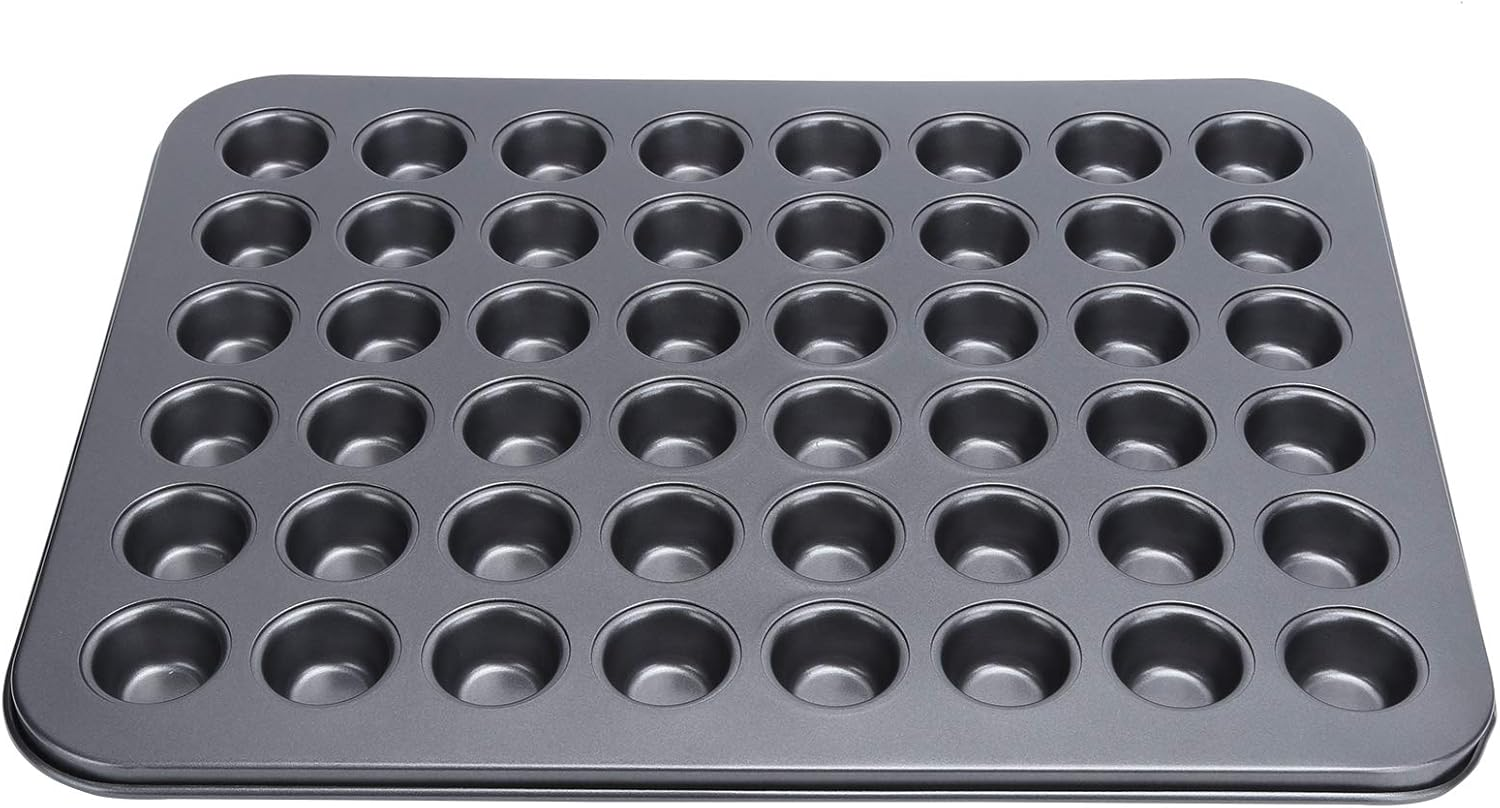 48 Cup Cake Pan, Non Stick Mini round Cupcake Pan Tray Carbon Steel Muffin Tin Baking Bakeware with Easy Release Coating for Evenly Heated Food Material image number 2