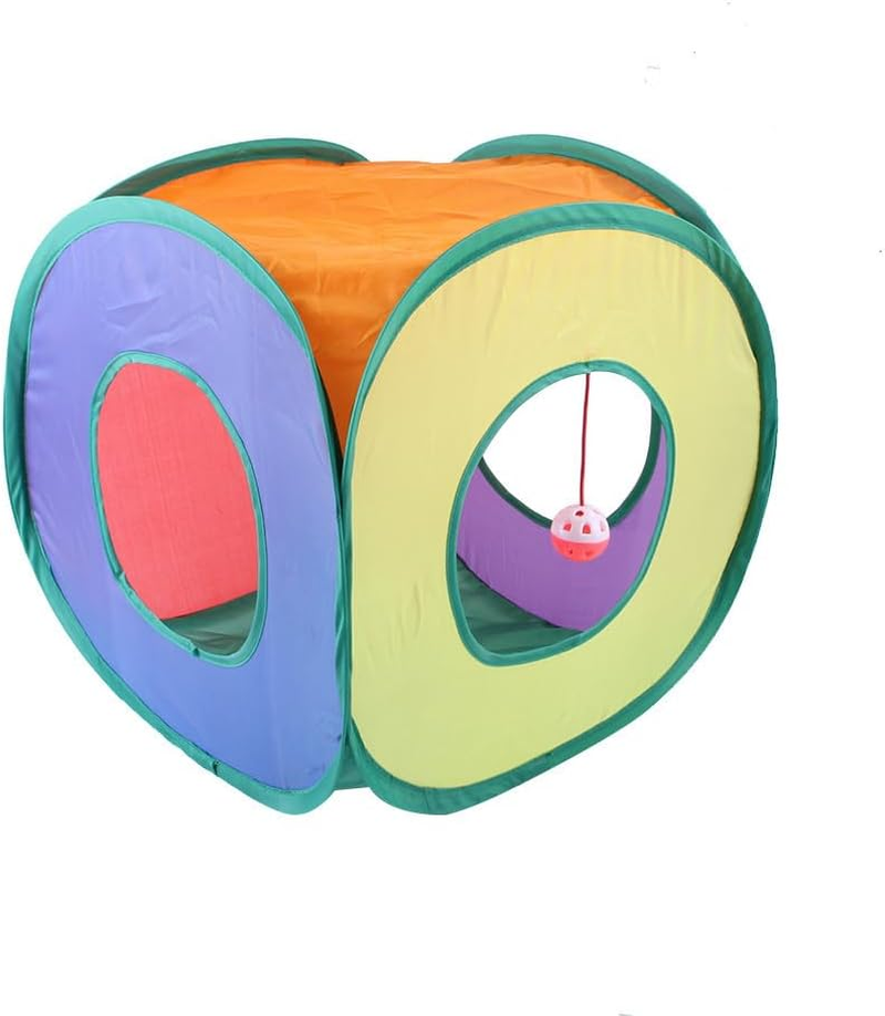 Foldable Cat Tunnel Indoor Cat Cubes Multiple Specifications Available for Pet Puppy Kitten Rabbit Rolling Channel (B, Straight Channel)