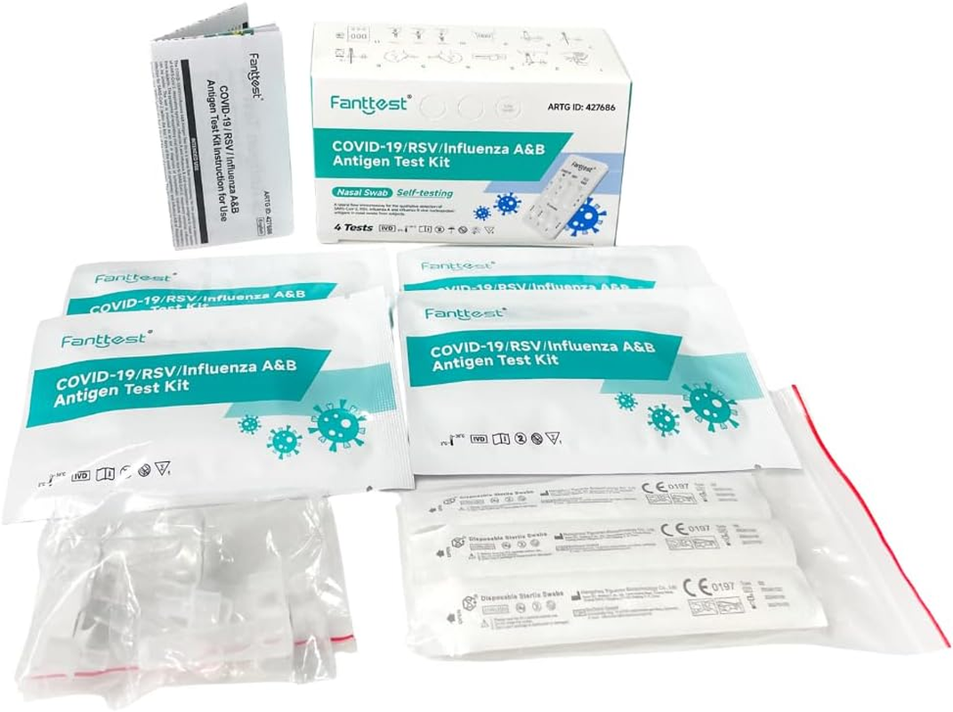 Fanttest 4 in 1 COVID-19 /Rsv/Influenza A&B Antigen Test Kit for Self-Testing (4 Pack) image number 3