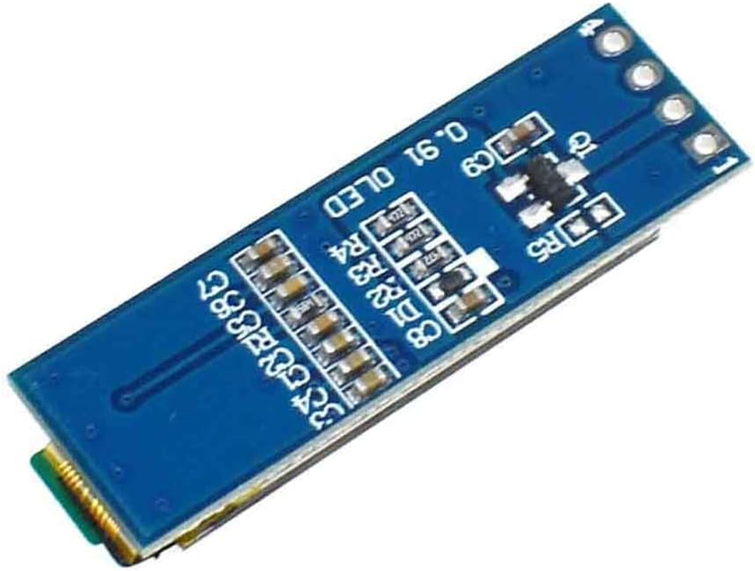 5Pcs 0.91 Inch 128 X 32 IIC I2C OLED LCD Display DIY OLED Module Driver IC DC 3.3 V 5 V (Blue)