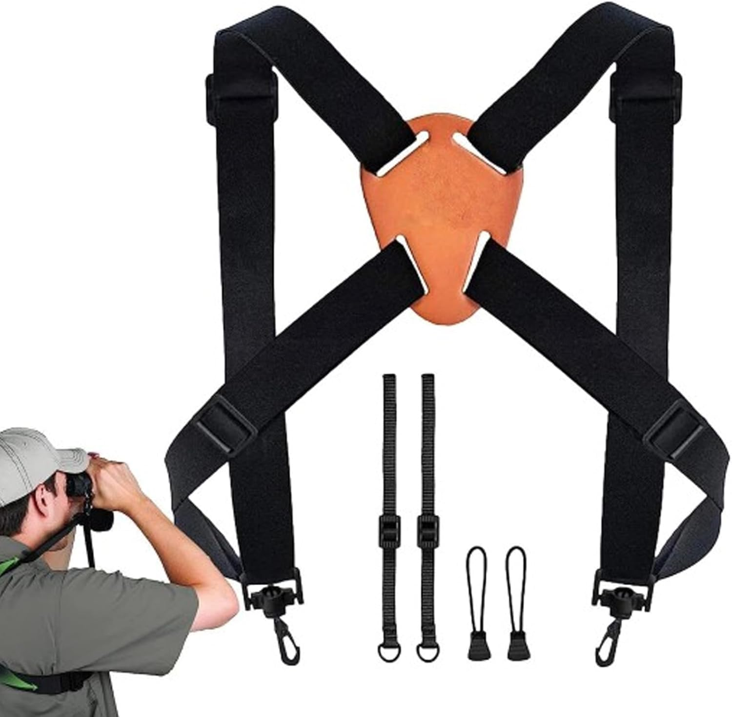 Outret Binocular Chest Harness,Harness with Adjustable Strap for Golfers, Hunters, Photographers, Hunting, Birding, Climbing (Black) image number 6