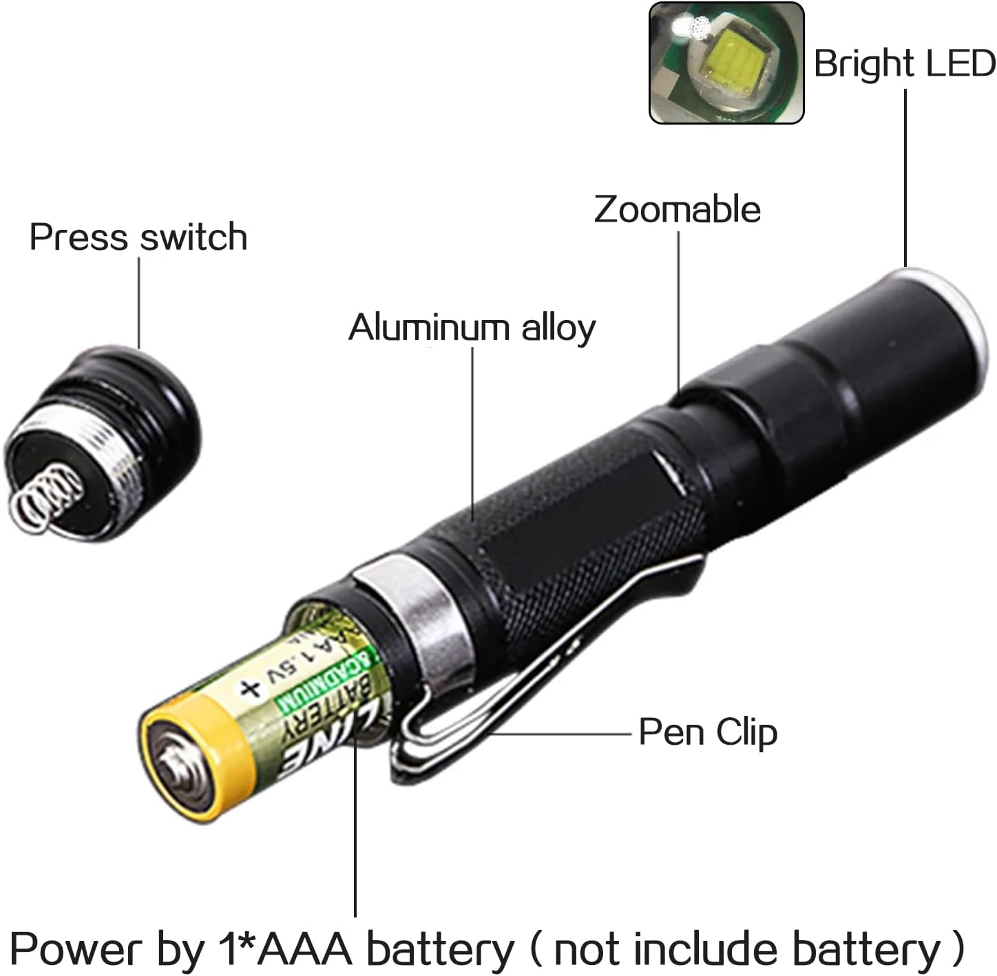 MODOAO Led Flashlights High Lumens, Multifunctional Telescopic Zoom Flash Light, Pocket Size Torch with High Light Mode, Mini Tactical Torch Light for Camping, Hiking, Fishing, Hunting image number 5