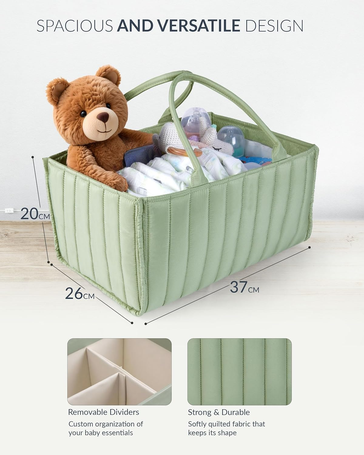 Baby Diaper Caddy Organizer, Nursery Diaper Storage Basket, Newborn Essentials, Baby Shower Gifts and Registry Must-Haves for Boy or Girl, Car Diaper Caddy image number 1