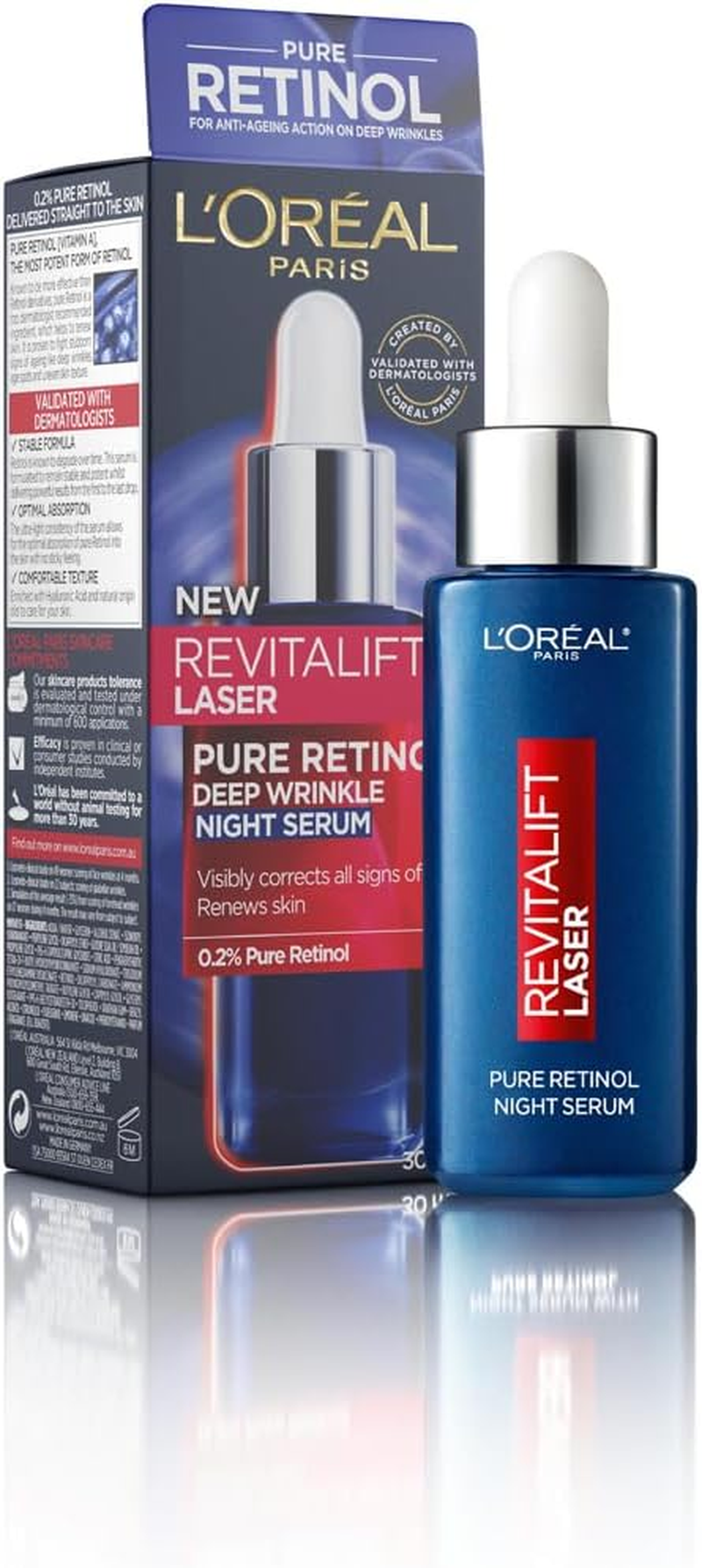L'Or&eacute;al Paris, Night Serum, Hydrates & Renews Skin, Revitalift Laser Pure Retinol, 30 Ml image number 2