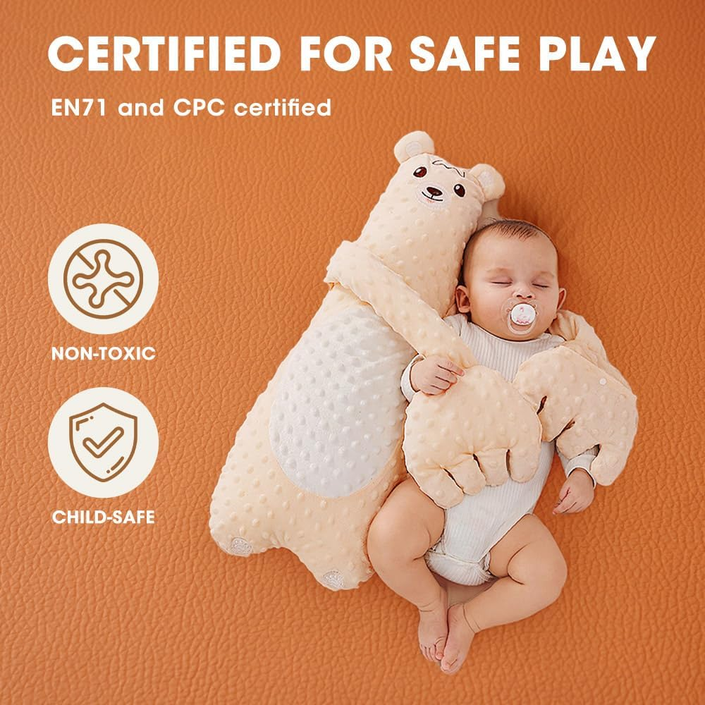 Playpals Thick Baby Play Mat, Soft Vegan Leather Floor Mat with Removable Washable Cover, Wipe Clean Crawling Mat, Non-Slip Soft Play Mat for Infants, Babies, Toddlers, 121X121Cm, Brown-Orange image number 5