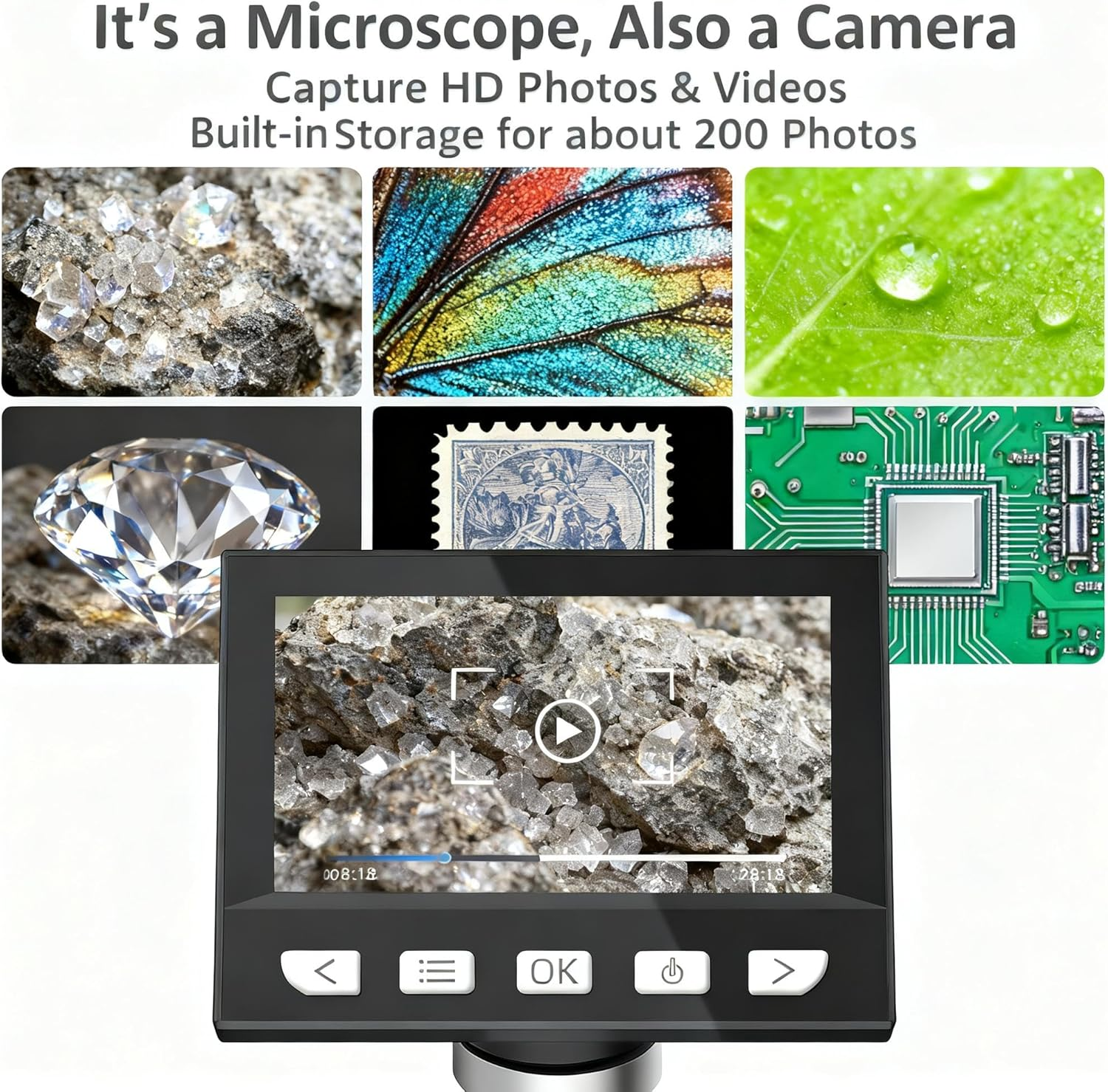 4.3" Coin Microscope - Zoltrax IPS Digital Microscope 1000X for Kid'S Hobby Developing,1080P Magnifier for Coins ，Compatible with Windows and Mac Os，Chargeable Long-Lasting Battery image number 2